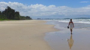 May strolling along the beach towards our site