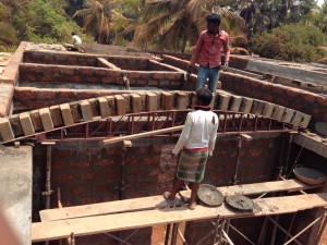 The vaulted ceiling takes shape