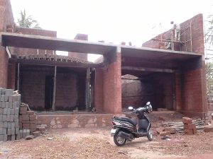 The first floor walls being constructed