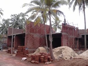 The first floor walls being constructed