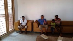 A local furniture workshop built this leather sofa for our living room